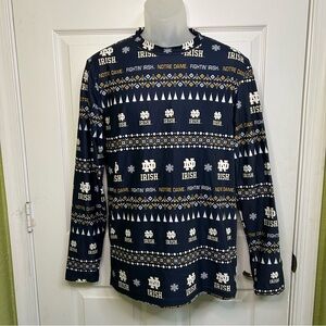 Notre Dame Fighting Irish Navy Blue Long Sleeve Sleepwear Shirt Sz Small